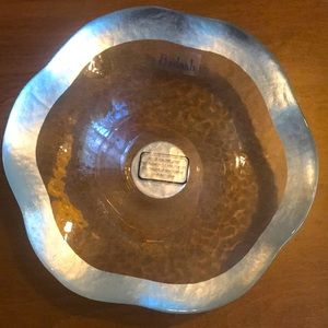 Handmade wavy glass and silver leaf Badash candy/fruit bowl
